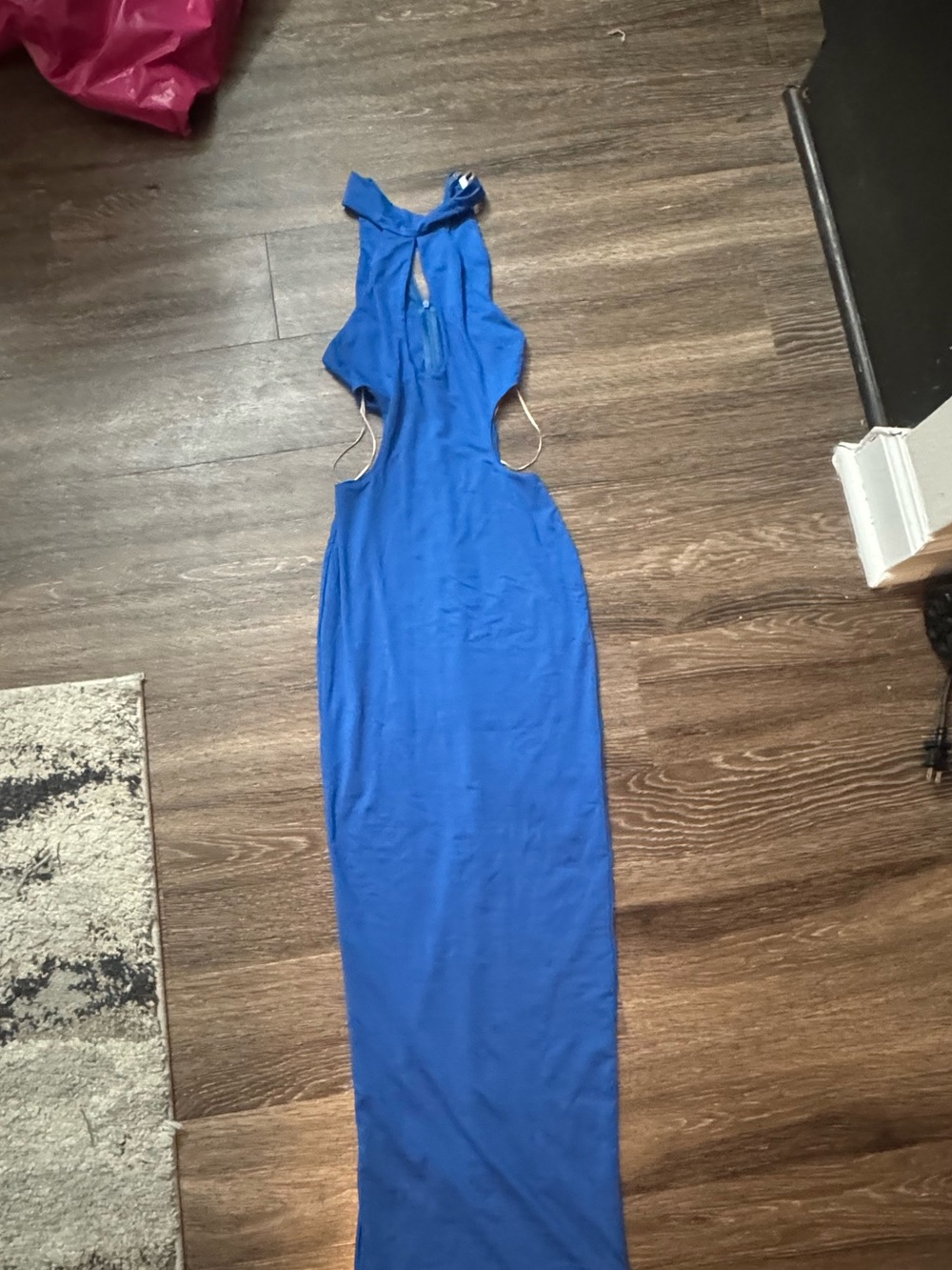 Sleek Cobalt Blue Halter Cutout Maxi Dress